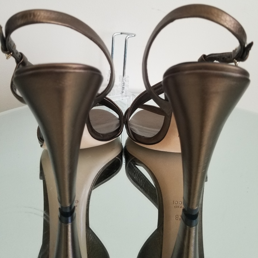 Gucci Bronze Hysteria Heel Sandals Leather 9.5 - Picture 5 of 9